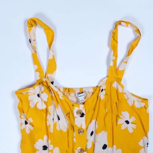 Madewell Button Front Midi Dress Ikat Floral Yellow Sundress Women’s Size 6 NWT - Picture 8 of 12